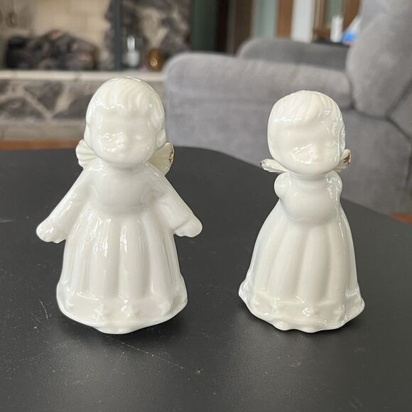 Kissing Angels Porcelain 4" Salt & Pepper Shakers Vint Formalities Baum Brothers - Picture 2 of 8